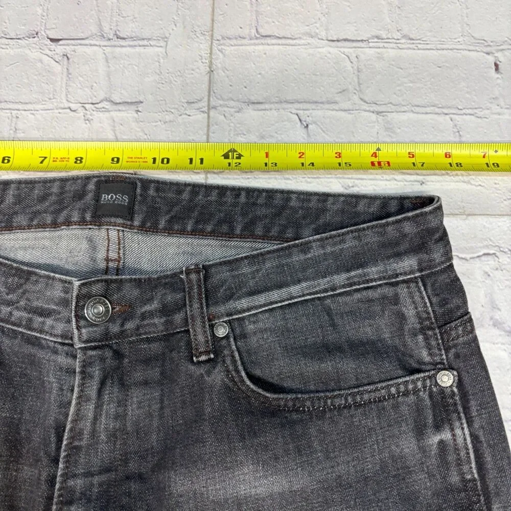 Hugo Boss Men Delaware Slim Fit Jeans Size 34x32 Black Denim D119 -16